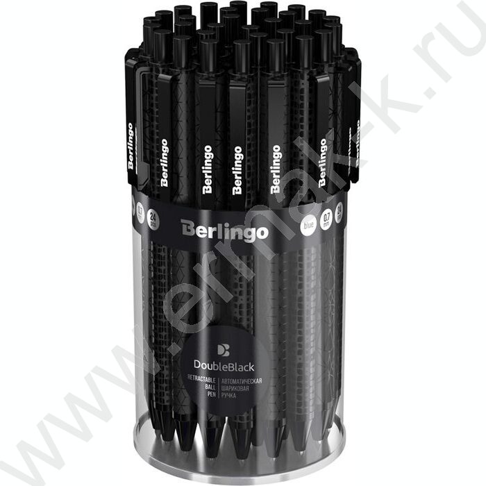 Ручка шар авт синяя 0,7мм "DoubleBlack" /игольчатый стержень /корпус черный - ассорти | Фото 3