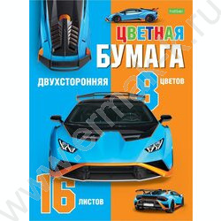 Бумага цв. двухсторонняя А4 16л/ 8цв Автоспорт | Фото 1