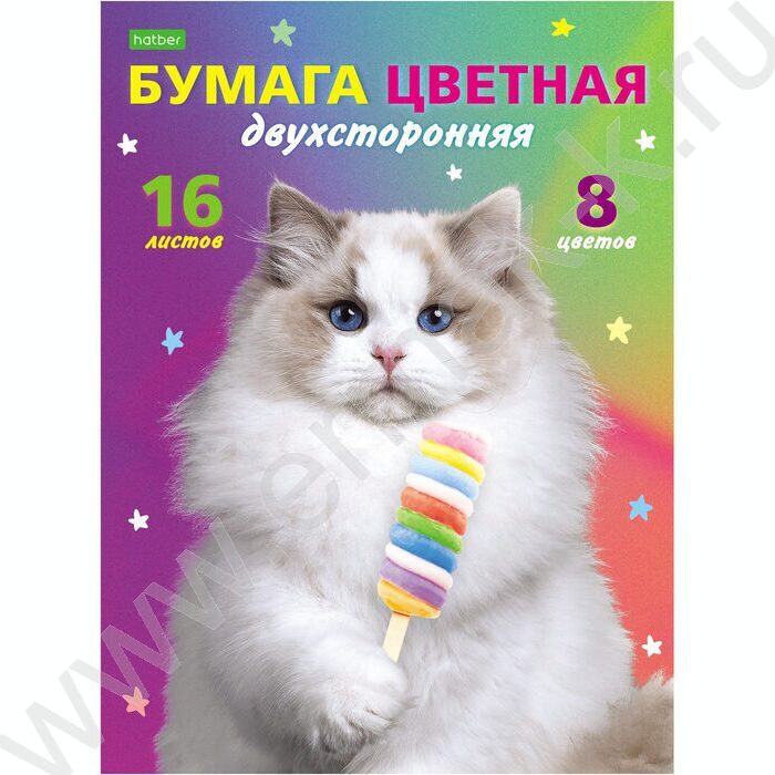 Бумага цв. двухсторонняя А4 16л/ 8цв Мур-Мур | Фото 1