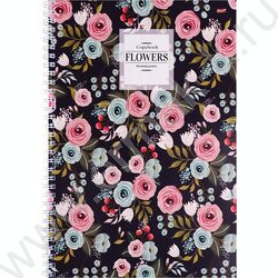 Тетрадь  96л А4 клетка/спираль "Цветочный орнамент-9" ассорти | Фото 1