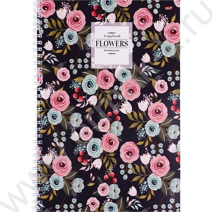 Тетрадь  96л А4 клетка/спираль "Цветочный орнамент-9" ассорти | Фото 1