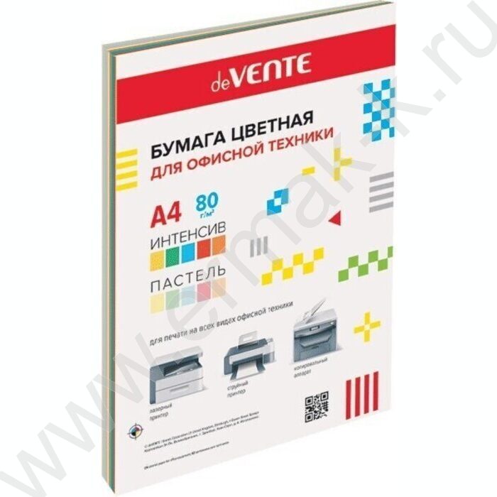 Бумага А4  80г/мкв  20л "deVENTE" ассорти /5 интенсивных и 5 пастельных цветов | Фото 1