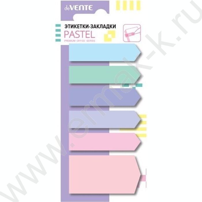 Набор самокл. этикеток-закладок 11*44мм и 24*44мм  /20л*6 цветов "Pastel" /пласт. блистер | Фото 1