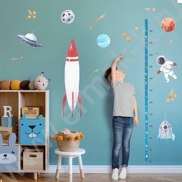 Ростомер наклейка фигурная "Космонавт" /размер композиции 182*42,5см /блистер | Фото 1