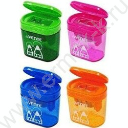 Точилка 2отв. разного диаметра, пластик /с контейнером /ассорти | Фото 1