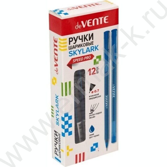 Ручка шар Skylark синяя 0,6мм /игла, синий корпус, ультра гладкое письмо | Фото 3
