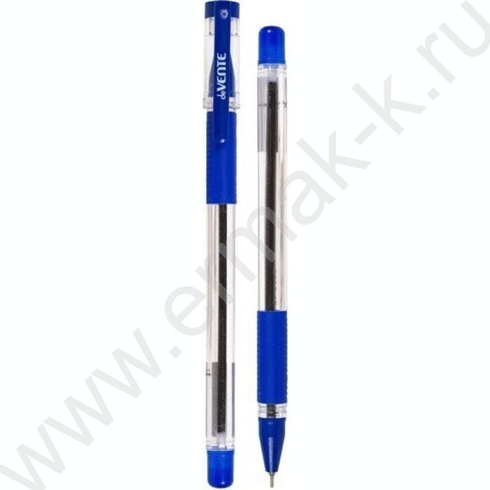 Ручка шар Albion Plus синяя 0,7мм /игла, прозрачный корпус с каучук. держ, ультра гладкое письмо | Фото 1