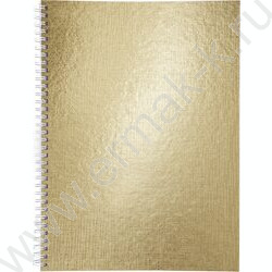 Тетрадь  96л А4 клетка/спираль "Бум/винил" METALLIC золото | Фото 1