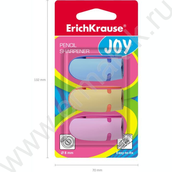 Точилка 1отв. пластик Joy/набор 3шт/ассорти,блистер | Фото 5