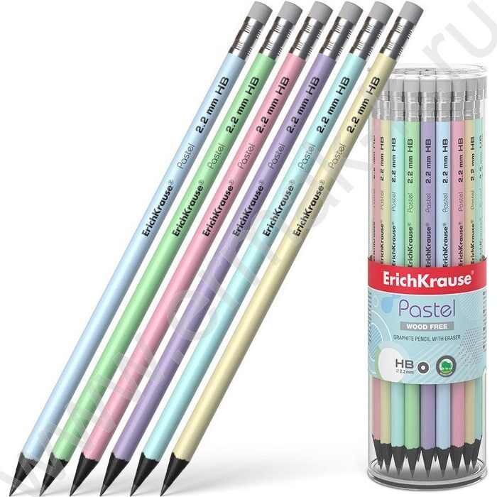 Карандаш пластиковый  с ластиком  HB JOY® Pastel круглый /туба | Фото 2