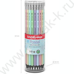 Карандаш пластиковый  с ластиком  HB Pastel круглый /туба | Фото 4