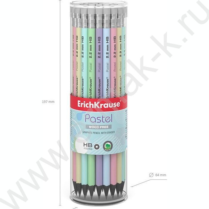 Карандаш пластиковый  с ластиком  HB JOY® Pastel круглый /туба | Фото 4