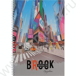 Тетрадь  96л А4 клетка/спираль "Площадь в Бруклине" ассорти | Фото 1