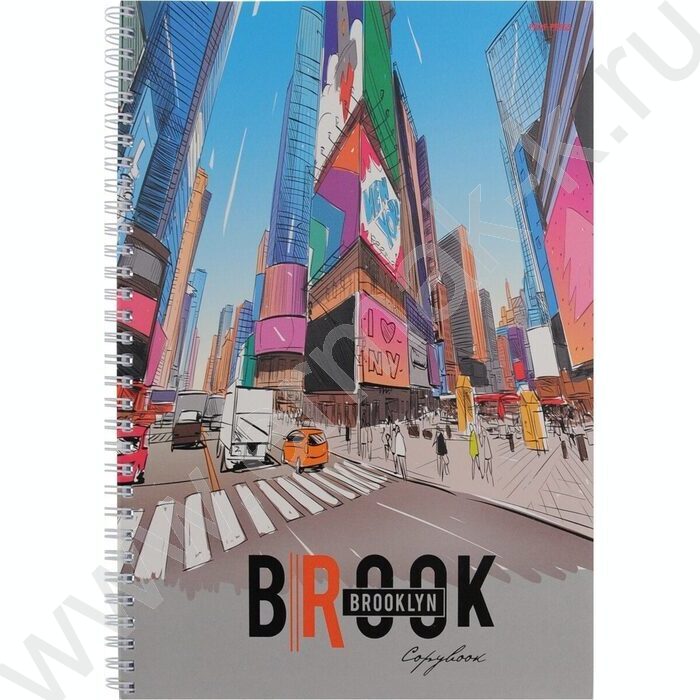 Тетрадь  96л А4 клетка/спираль "Площадь в Бруклине" ассорти | Фото 1