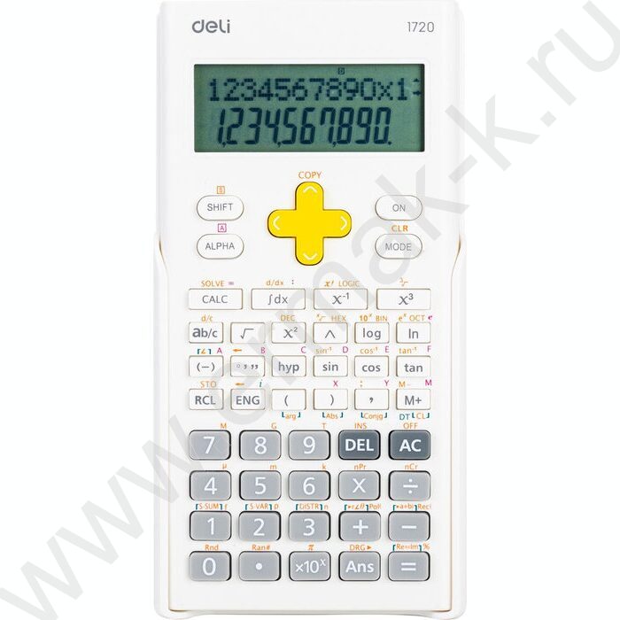 Калькулятор Deli E1720-white д/научных расчётов /300функций/ двустрочный /белый, 10+2 разряд | Фото 1
