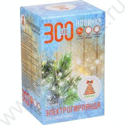 Эл./гирлянда LED  300 ламп Вьюн, 14м /белый, мерцание, прозрачный провод, 220В | Фото 4