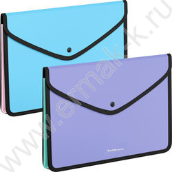 Папка-конверт на кнопке А4 Diagonal Pastel непрозрач. /обшитая, с текстильной вставкой /ассорти | Фото 1