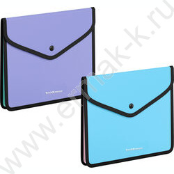 Папка-конверт на кнопке А5+ Diagonal Pastel непрозрач. /обшитая, с текстильной вставкой /ассорти | Фото 1