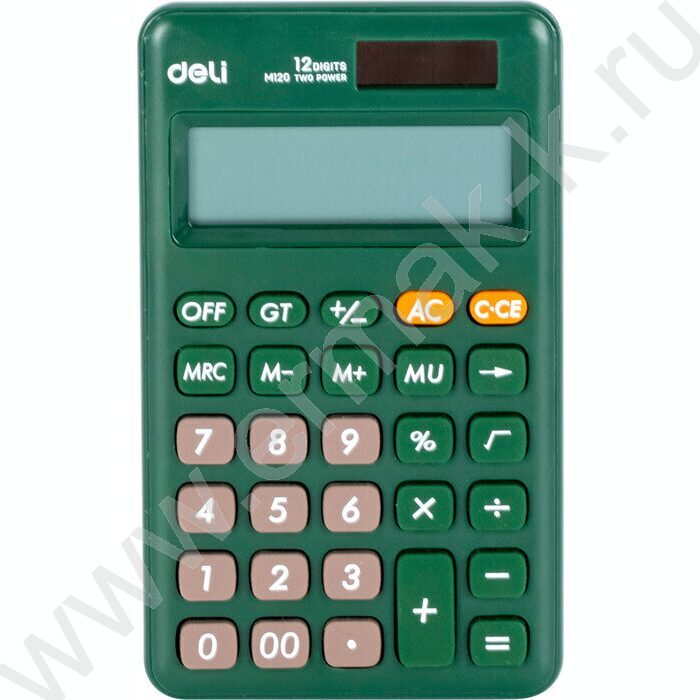 Калькулятор Deli EM120GREEN /двойное питание/ зеленый, 12 разряд | Фото 1