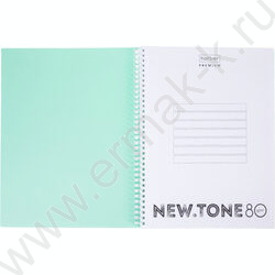 Тетрадь  80л А4 клетка/спираль/многоуров.перфорация/пл.обл. "NEWtone PASTEL Мята" | Фото 2