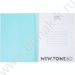 Тетрадь  80л А4 клетка/спираль/многоуров.перфорация/пл.обл. "NEWtone PASTEL Незабудка" | Фото 2