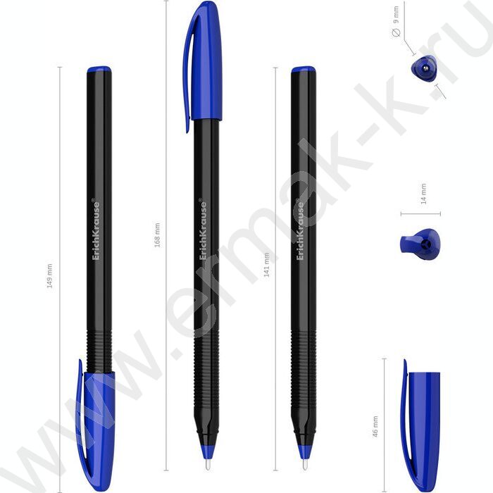 Ручка шар U-108 Stick Black Edition 1,0мм, синяя / корпус - треугольный | Фото 3