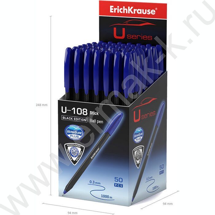 Ручка шар U-108 Stick Black Edition 1,0мм, синяя / корпус - треугольный | Фото 4