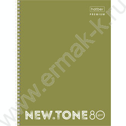 Тетрадь  80л А4 клетка/спираль/многоуров.перфорация "NEWtone PASTEL Олива" | Фото 1