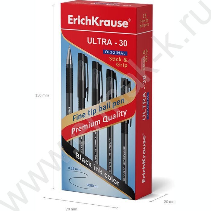 Ручка шар ULTRA-30 Stick&Grip Original 0,7мм, черная | Фото 4