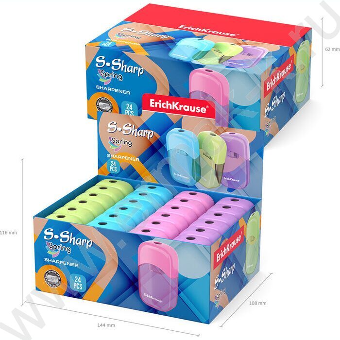 Точилка 1отв. пластик S-Sharp /с контейнером /ассорти | Фото 5