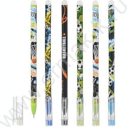 Ручка гелевая со стираемыми чернилами синяя 0,5мм Спорт/цветной корпус с рисунком /ассорти/ | Фото 1