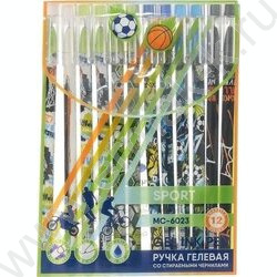 Ручка гелевая со стираемыми чернилами синяя 0,5мм Спорт/цветной корпус с рисунком /ассорти/ | Фото 2