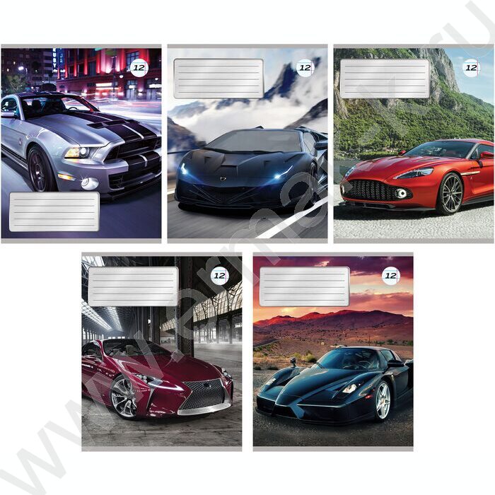 Тетрадь  12л линейка "Авто" /антибак покр/ ассорти | Фото 1