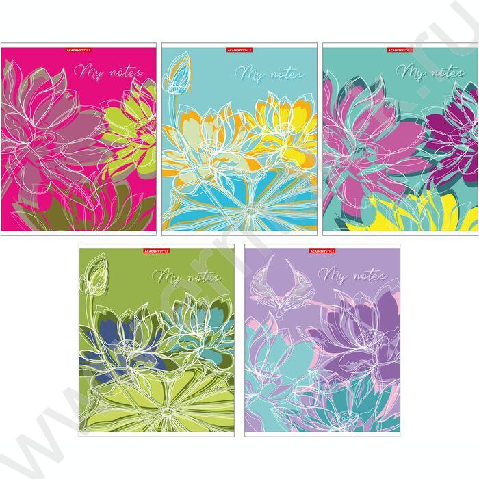 Тетрадь  96л клетка "Рисованные цветы" /выб УФ двойной/ ассорти | Фото 1