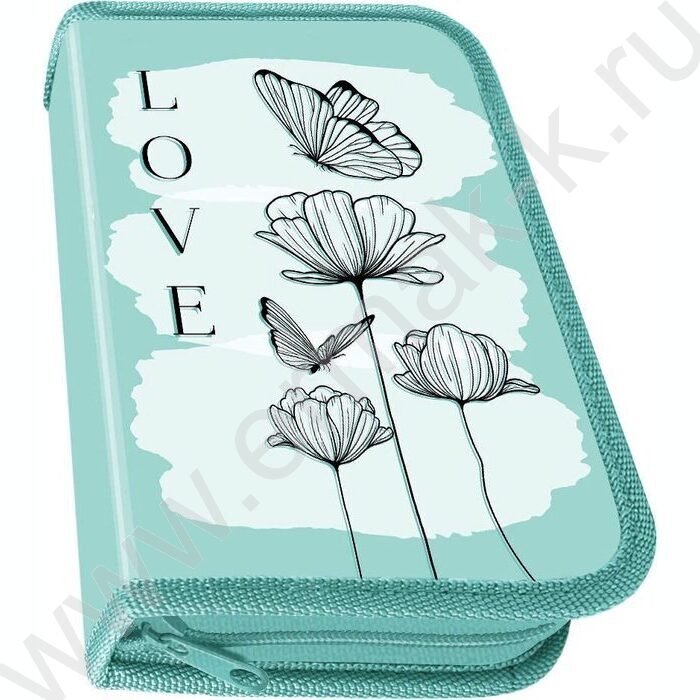 Пенал б/наполн. 1молния 190*115мм Графичные цветы /большой | Фото 1
