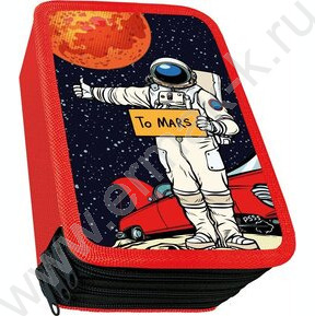 Пенал б/наполн. 3молнии 190*105мм Такси на марс /большой, тканевый торец