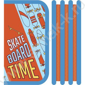 Пенал б/наполн. 3молнии 190*105мм Время скейта /большой, печать на ткани