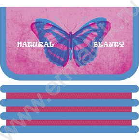 Пенал б/наполн. 3молнии 190*105мм Эффект бабочки /большой, печать на ткани