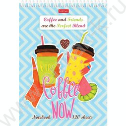 Блокнот 120л А5 спираль "Кофе вдвоём" /5-ти цв. тонирован.блок без линовки | Фото 1