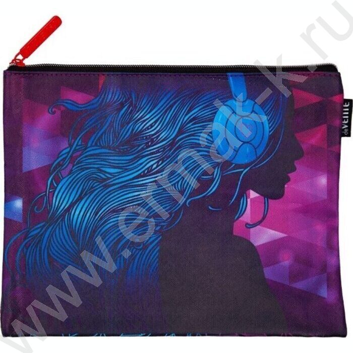 Папка для тетрадей A5 "DJ Girl" иск.кожа,  молния сверху | Фото 1