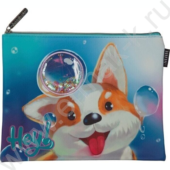 Папка для тетрадей A5 "Hey Corgi" иск.кожа,  молния сверху | Фото 1