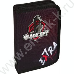 Пенал б/наполн. 1молния  205x140мм "Black Spy", прямоугольный, текстиль, с 2доп. створками | Фото 1