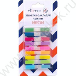 Набор самокл. этикеток-закладок  6*45мм /10л*9цв неон пластик полупр. пл.блистер | Фото 1