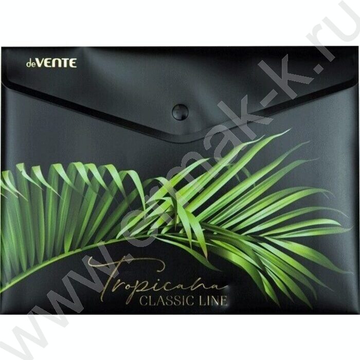 Папка-конверт на кнопке А5 "Tropicana"  непрозрачн с рисунком, тиснение фольгой, 180мкм /ассорти | Фото 1