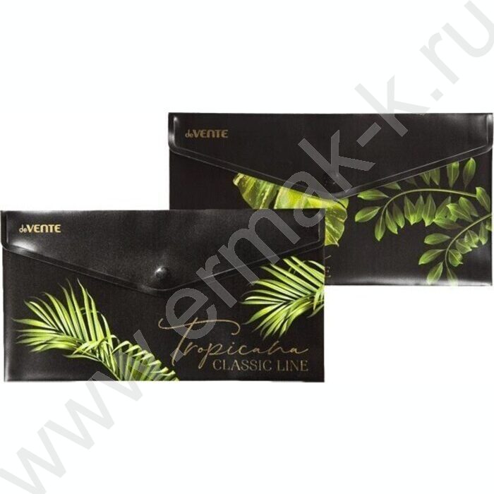 Папка-конверт на кнопке Travel-size D "Tropicana"  с рисунком, тиснение фольгой, 180мкм /ассорти | Фото 2