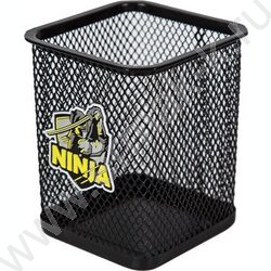 Подставка д/каранд. и ручек 8*8*9,8см квадратная, сетчатая металлическая, черная "Ninja" | Фото 1