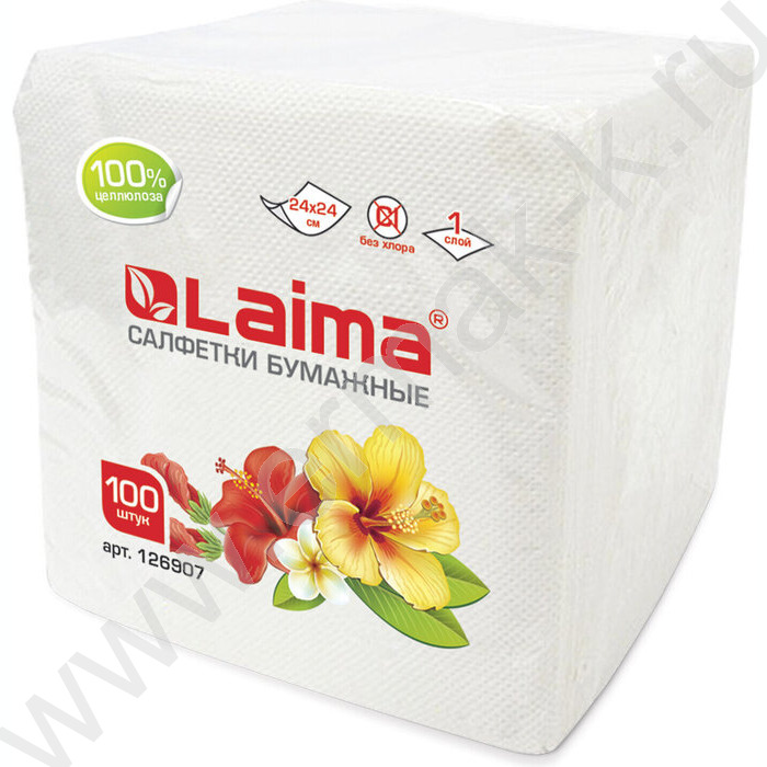 Салфетки 100шт 24*24см белые | Фото 1