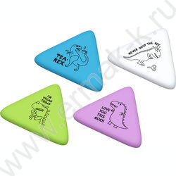 Ластик треугольный "Dino" /50*44*7мм, термопластичная резина /ассорти | Фото 1