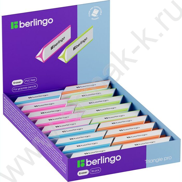 Ластик треугольный/скошенный "Triangle Pro" /57*16*16мм, термопластичная резина /ассорти | Фото 6