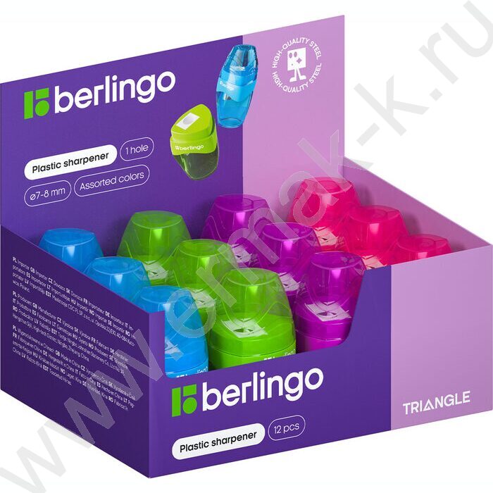 Точилка 1отв. пластик "Triangle" /с контейнером /ассорти | Фото 6